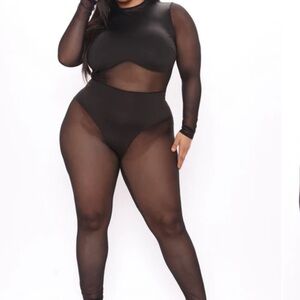 Fashion Nova Black Sheer Women's jumpsuit plus size!
